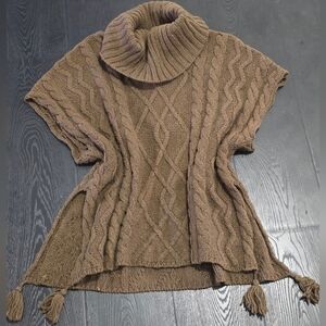 Sonoma Cable-Knit Turtleneck Poncho in Brown